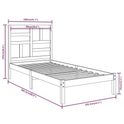 Massivholzbett Schwarz 100x200 cm