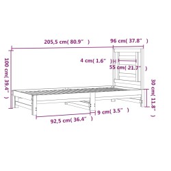 Tagesbett Ausziehbar Grau 2x(90x200) cm Massivholz Kiefer