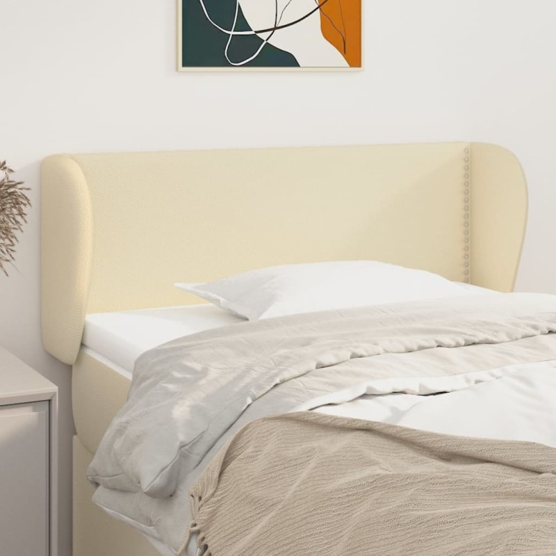 Kopfteil mit Ohren Creme 93x23x78/88 cm Kunstleder