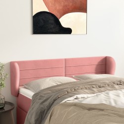 Kopfteil mit Ohren Rosa 147x23x78/88 cm Samt