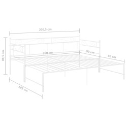 Ausziehsofa Bettgestell Weiß Metall 90x200 cm