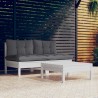 3-tlg. Garten-Lounge-Set mit Anthrazit Kissen Kiefernholz