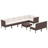 9-tlg. Garten-Lounge-Set mit Auflagen Poly Rattan Braun