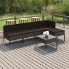 6-tlg. Garten-Lounge-Set mit Auflagen Poly Rattan Grau