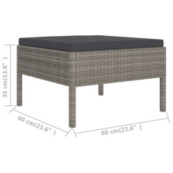 6-tlg. Garten-Lounge-Set mit Auflagen Poly Rattan Grau