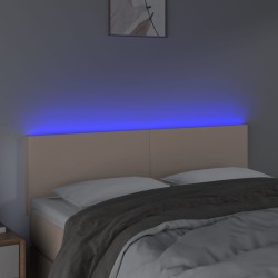 LED Kopfteil Cappuccino-Braun 144x5x78/88 cm Kunstleder