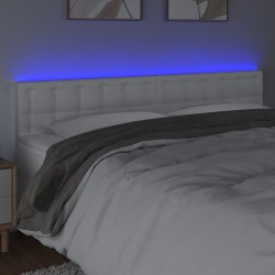 LED Kopfteil Weiß 200x5x78/88 cm Kunstleder