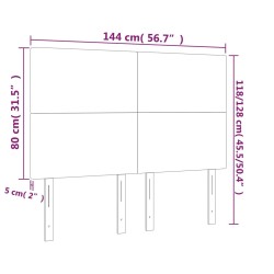 LED Kopfteil Schwarz 144x5x118/128 cm Samt