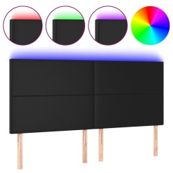 LED Kopfteil Schwarz 200x5x118/128 cm Kunstleder