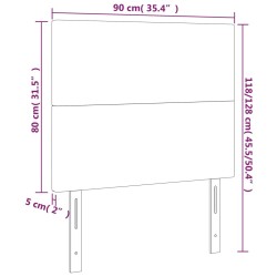 LED Kopfteil Hellgrau 90x5x118/128 cm Samt