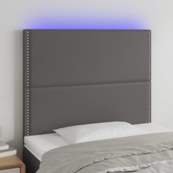 LED Kopfteil Grau 80x5x118/128 cm Kunstleder