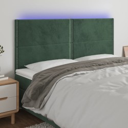 LED Kopfteil Dunkelgrün 160x5x118/128 cm Samt