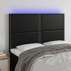 LED Kopfteil Schwarz 144x5x118/128 cm Kunstleder