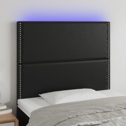 LED Kopfteil Schwarz 90x5x118/128 cm Kunstleder