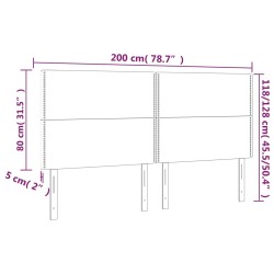 LED Kopfteil Rosa 200x5x118/128 cm Samt