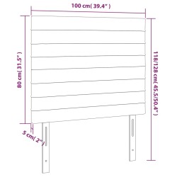 LED Kopfteil Hellgrau 100x5x118/128 cm Samt