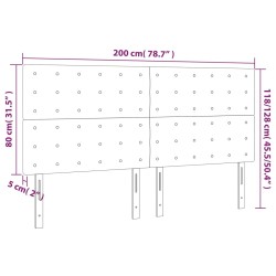 LED Kopfteil Creme 200x5x118/128 cm Stoff