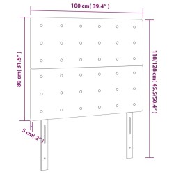 LED Kopfteil Hellgrau 100x5x118/128 cm Samt