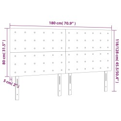 LED Kopfteil Hellgrau 180x5x118/128 cm Stoff