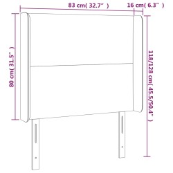 LED Kopfteil Hellgrau 83x16x118/128 cm Samt