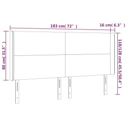 LED Kopfteil Dunkelbraun 183x16x118/128 cm Stoff