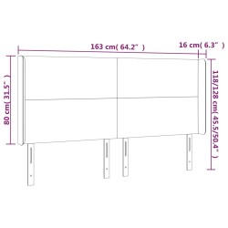 LED Kopfteil Creme 163x16x118/128 cm Stoff