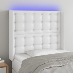 LED Kopfteil Weiß 83x16x118/128 cm Kunstleder