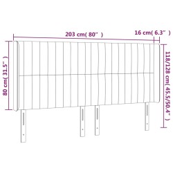 LED Kopfteil Hellgrau 203x16x118/128 cm Stoff