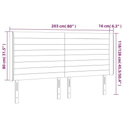 LED Kopfteil Rosa 203x16x118/128 cm Samt