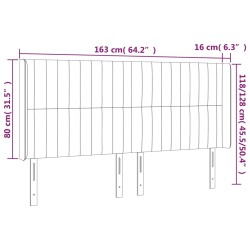 LED Kopfteil Dunkelgrau 163x16x118/128 cm Samt