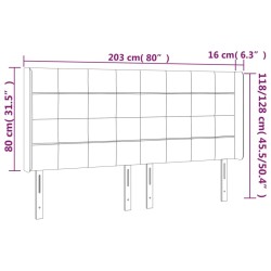 LED Kopfteil Schwarz 203x16x118/128 cm Stoff