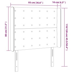 LED Kopfteil Hellgrau 93x16x118/128 cm Stoff