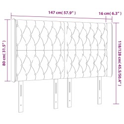 LED Kopfteil Hellgrau 147x16x118/128 cm Samt