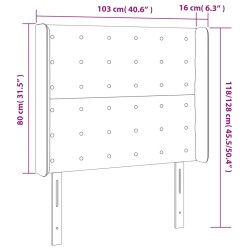 LED Kopfteil Hellgrau 103x16x118/128 cm Stoff