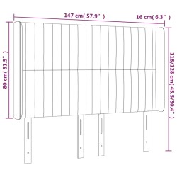 LED Kopfteil Hellgrau 147x16x118/128 cm Samt