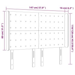 LED Kopfteil Rosa 147x16x118/128 cm Samt