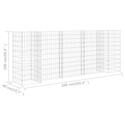 H-förmiger Gabionen-Pflanzkorb Stahldraht 260x40x100 cm