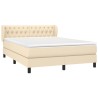 Boxspringbett mit Matratze Creme 140x190 cm Stoff