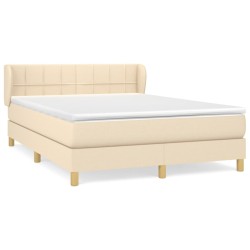 Boxspringbett mit Matratze Creme 140x190 cm Stoff