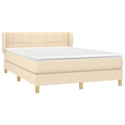 Boxspringbett mit Matratze Creme 140x190 cm Stoff