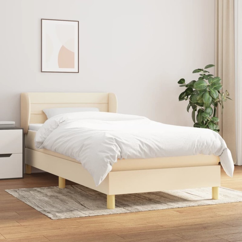 Boxspringbett mit Matratze Creme 80x200 cm Stoff