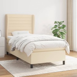 Boxspringbett mit Matratze Creme 100x200 cm Stoff