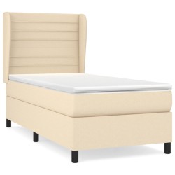 Boxspringbett mit Matratze Creme 90x200 cm Stoff