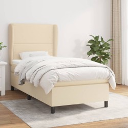 Boxspringbett mit Matratze Creme 90x190 cm Stoff