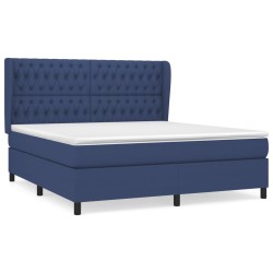 Boxspringbett mit Matratze Blau 180x200 cm Stoff