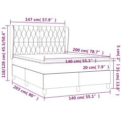 Boxspringbett mit Matratze Dunkelgrau 140x200 cm Stoff