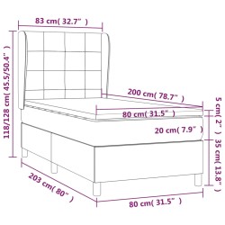 Boxspringbett mit Matratze Schwarz 80x200 cm Stoff