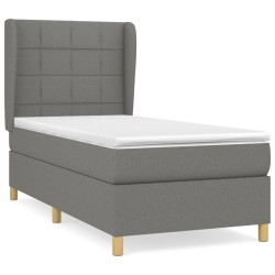 Boxspringbett mit Matratze Dunkelgrau 100x200 cm Stoff