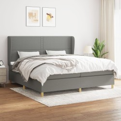 Boxspringbett mit Matratze Dunkelgrau 200x200 cm Stoff