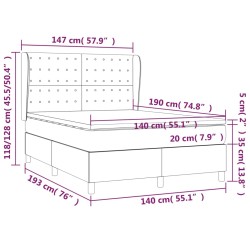 Boxspringbett mit Matratze Dunkelgrau 140x190 cm Stoff